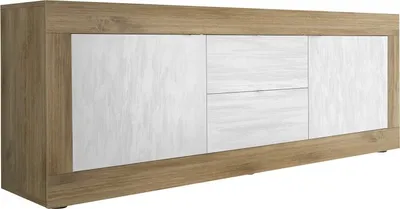 Produktbild von Meublorama MI-BASIC-203915-09BN*2C/59KG, Weiß, Mitteldichte Faserplatte (MDF), 2 Schublade(n), 2 Tür(en), 430 mm, 2100 mm