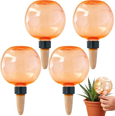 Imagen del producto de Bolas de riego de 500 ml, paquete de 4 unidades, transparentes, para balcones y jardines
