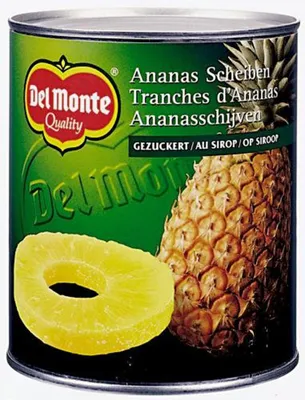 Obrázek produktu pro Del Monte ananasové plátky v cukrovém sirupu v plechovce 840g 3 balení