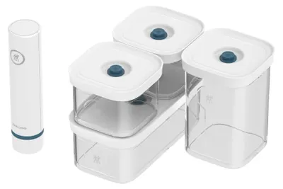 Obrázek produktu pro ZWILLING FRESH & SAVE CUBE La Mer, startovací sada pro vakuové balení, velikost S/M, 5 kusů, včetně vakuového adaptéru