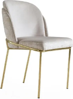 Produktbild von r Weißer Esszimmer Einsitzer Designer Textilstuhl Edelstahl