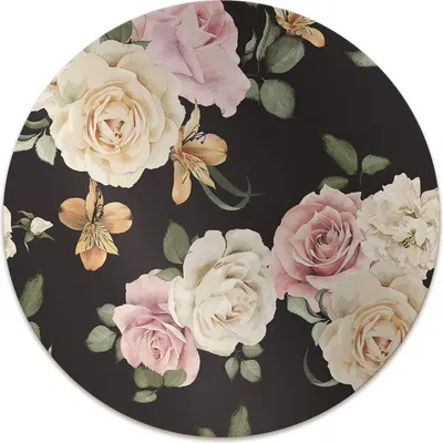 Produktbild von Rundmatte - Stuhlunterlage Bürostuhlunterlage - Rund Ø 100 cm - Bodenmatte - Fußmatte - Vintage Rosen