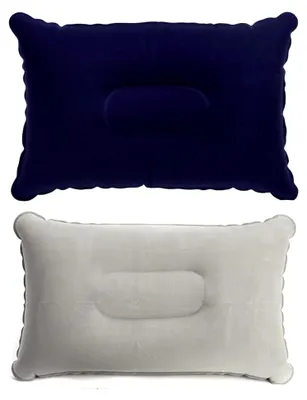 Produktbild von 2 Stück Aufblasbares Kissen, 33 * 22Cm Camping Reisekissen, Luftkissen, Sitzkissen Aufblasbar Für Auto Für Camping Und Reisen(Grau/Blau)