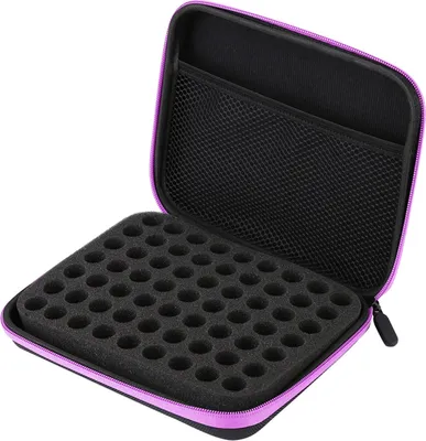 Image de Sac/boîte de rangement portable avec 63 compartiments pour huiles essentielles d'aromathérapie (violet)