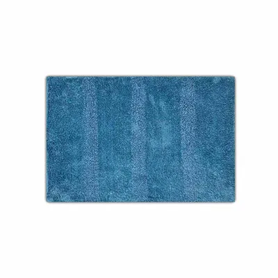 Produktbild von Badezimmer Teppich 60x40 cm Badematte Badvorleger Streifen Blau  WC Bad Duschvorleger Baumwolle Badteppich Badläufer Badezimmermatte Duschvorlage Waschbar