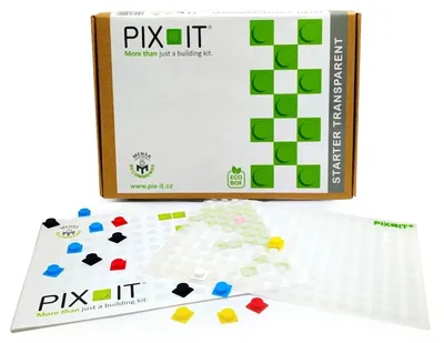 Zdjęcie produktu dla Zestaw startowy PIX-IT, 180 elementów – kreatywna mata z puzzlami do układania (silikon, 6 kolorów, format A4 30×21 cm, zeszyt ćwiczeń w 3 językach) – od 4 lat, certyfikaty CE i EN71