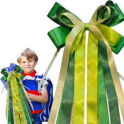 Productafbeelding van Decoratieve strik 60 cm, groen, satijn en tule, voor cadeauverpakking