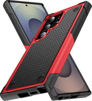 Produktbild von Hülle Für Samsung Galaxy S25 Ultra Militärqualität Stoßfest Hybrid 2 in 1 Hart PC Weich TPU Handyhülle Rot Schwarz