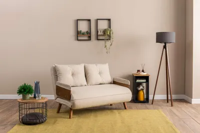 Produktbild von Hanah Home, Cosmo 2-Seater - Cream, 2-Sitzer-Schlafsofa, Creme, 100% POLYESTER, 78 x 120 x 82 cm