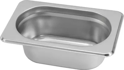 Zdjęcie produktu dla Pojemnik GN na posiłki, gastronomiczny 1/9 Mega-M ze stali nierdzewnej, 176x108x65 mm