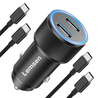 USB-C Autolader 60 W Dual PD mit 2 Ladekabeln