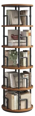Produktbild von Bücherregal 5 Ebenen drehbar Vintagebraun Schwarz 40x40x160 cm