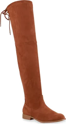 Produktbild von Mytrendshoe Damen Overknees Stiefel Boots Langschaftstiefel 825731, Farbe: Tan, Größe: 36