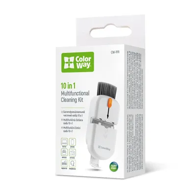 Produktbild von ColorWay 10-in-1 Reinigungsset für Elektronik | Für Kopfhörer, Tastatur, Display & Objektive | Mit Bürsten, Mikrofasertuch, SIM-Tool & Handyhalter