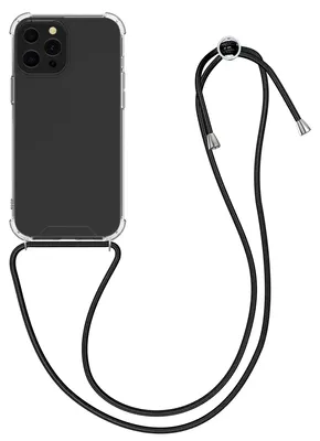 Produktbild von kwmobile Necklace Case kompatibel mit Apple iPhone 13 Pro Max Hülle - Silikon Cover mit Handykette - Band Handyhülle Schwarz Transparent
