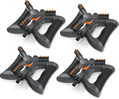 Produktbild von Brandson Kreisregner, Sprühregner, Garten Sprinkler, 360° Rasensprenger, 3 Arm Rasensprinkler rotierend, 4er Set, bis 314 m², 10 m Reichweite, Gardena kompatibel
