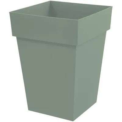 Produktbild von EDA PLASTIQUE - Halbhoher quadratischer Blumentopf Toskana - 39 x 39 x H 53 cm - 51 L - Lorbeergrün