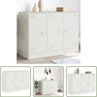 Image de The Living Store Buffet blanc 99x39x73 cm acier