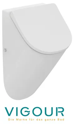 Produktbild von VIGOUR DERBY V3 Urinal CeramicPlus Beschichtung spülrandlos mit SoftClose Deckel Zulauf hinten, weiß