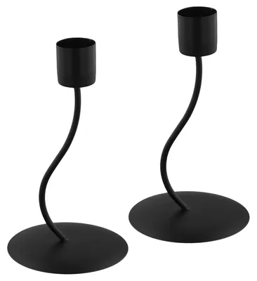 2er-Set schwarze Vintage-Kerzenhalter aus Eisen, 15,5 cm