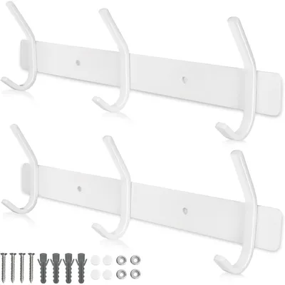 Produktbild von 2x Hakenleiste Kleiderhaken Weiß Edelstahl Rostfrei 30cm Schwerlast 3 Haken