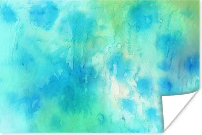 Produktbild von MuchoWow® Poster Aquarell - Grün - Weiß - Blau 120x80 cm - Bilder