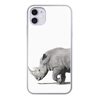 Produktbild von MuchoWow® Handyhülle Schutzhülle Hülle für iPhone 11 Rhinozeros - Tiere - Weiß Silikon Softcase Handy Hülle - Handytasche