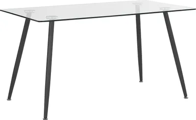 Produktbild von BELIANI Esstisch Transparent Glas 140 x 80 cm für 6 Personen mit Metallbeinen rechteckig Moderner Stil Esszimmer Wohnzimmer Küche