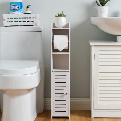 Produktbild von Toiletpapierhalter mit 2-in-1 Bürstenhalter - Badwannenmöbel weiß aus PVC