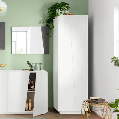 Produktbild von Hochglanzweißer moderner Mehrzweckgarderobe mit 2 Türen und 6 FächernVega Space