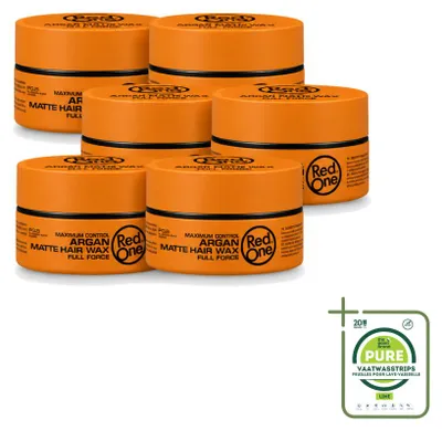 Immagine prodotto di 6 confezioni di cera modellante opaca per capelli Argan Red One - Effetto opaco - 150 ml - Confezione grande - 6 pezzi