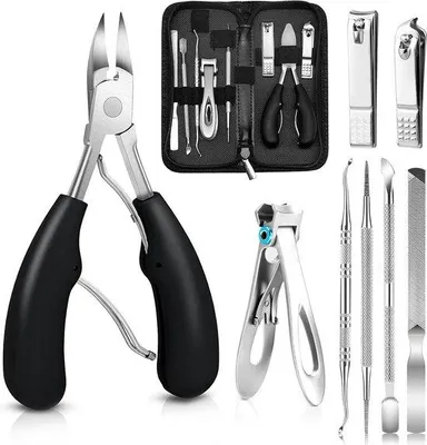 Produktbild von Unyqoos® 8‑teiliges Zehennagelknipser-Set aus 304 Edelstahl – Profi-Pediküre mit Nagelschere, Feilen & Reiniger für dicke und eingewachsene Nägel