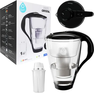 Productafbeelding van DAFI Crystal, 2,0 liter, zwarte glazen filterkanne + 1 filterpatroon (Classic)