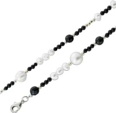 Produktbild von Perlenkette mit Edelsteinen schwarzer Achat 45