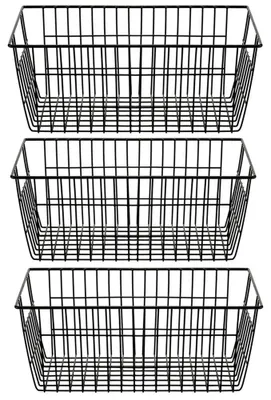 Produktbild von Drahtkorb Küche Aufbewahrungskorb Drahtkorb mit Griffen - 40 x 24 x 16 cm - Weiß - 3er Set - Für Vorratsschrank und Arbeitsplatte