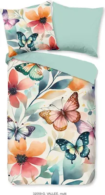 Produktbild von Good Morning Bettbezug "Blumen und Schmetterlinge" - Mehrfarbig - (155x220 cm) - Baumwolle