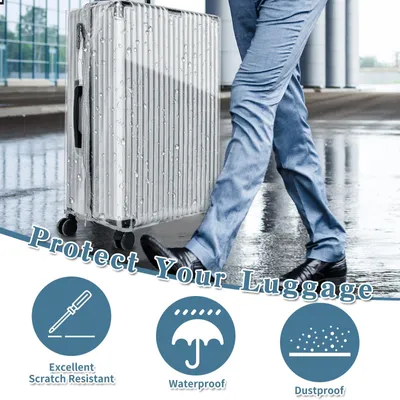 Imagen del producto de Funda protectora transparente para maleta, de PVC, de 26 pulgadas, impermeable, para maletas de viaje