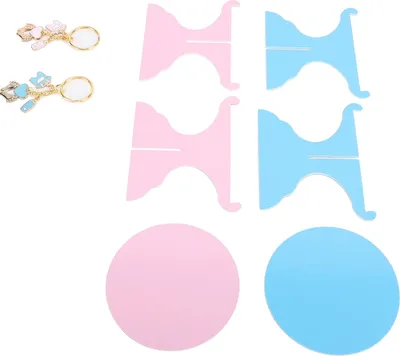 Immagine prodotto di Set di 12 supporti per cupcake per feste di rivelazione del sesso del bambino con portachiavi con impronta, bomboniere