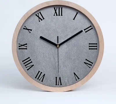 Produktbild von Holzuhr 30fi cm wanduhr - schwarze Spitzen - graue Wand