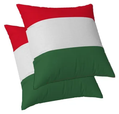 Obrázok produktu pre Poťah na vankúš s motívom maďarskej vlajky, 50x50 cm, sada 2 kusov, materiál: polyester