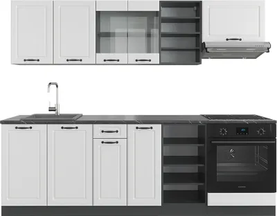Produktbild von Küchenzeile Vicco R-Line Weiß Landhaus/Anthrazit 240 cm , AP Anthrazit, Model 43282