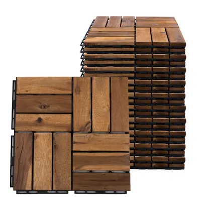 Produktbild von 20er Set Holzfliesen, Akazie natur, LxB 30x30 cm