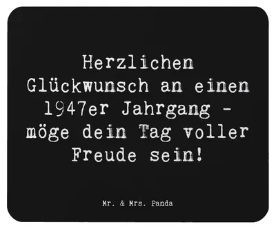 Produktbild von Mr. & Mrs. Panda Mouse Pad Spruch 1947 Geburtstag - Schwarz - Geschenk, Geburtsjahr, Alter, Mauspad, laptop mousepad, Freude, 1947er, Happy Birthday, Glückwünsche