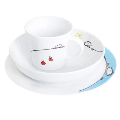 Immagine prodotto di Set di stoviglie per bambini KAHLA Kids, 3 pezzi, con motivo "Elfo", collezione "Amanti del caffè"