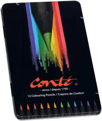 Image de conté Crayons de couleur étui métallique 12 pièces