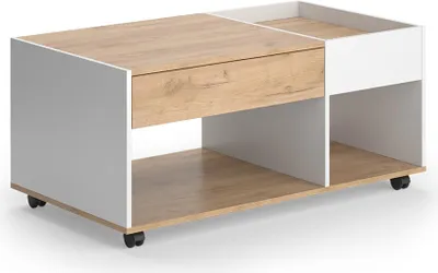 Image de Table basse Vicco Maik Chêne doré/blanc 110x60cm avec tiroir, Model 55569