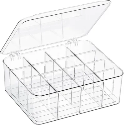Produktbild von PolkaHome® Socken Organizer 16 Fächer, Unterwäsche Organizer mit verstellbaren Trennwänden, Stapelbare Aufbewahrungsbox mit Deckel für