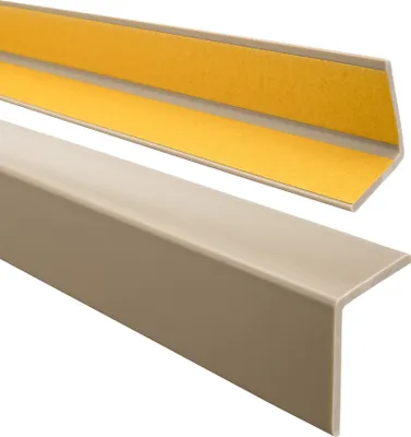 Imagen del producto de Perfil de PVC autoadhesivo para proteger bordes y esquinas, cantonera flexible en forma de L, color beige, 35x35 mm, 275 cm - Quest
