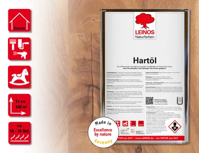 Produktbild von LEINOS Hartöl Weiß 10 l – Hartöl für Holz innen, offenporig, Möbel & Böden