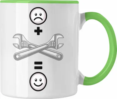Produktbild von Trendation - Werkzeug Handwerker Mechaniker Tasse Geschenk für KFZ Mechaniker Handwerk  :( + Schraubschlüssel = :) Lustige Geschenkidee Geburtstag (Grün)